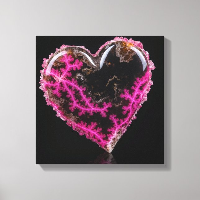 Fantasy Plume Agate Heart Canvas Print Leinwanddruck (Vorderseite)