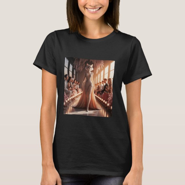 Fantasy-Podium schöne Katze T-Shirt (Vorderseite)