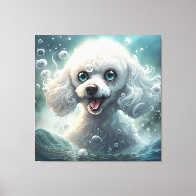 Fantasy Poodle - Premium Wrapped Canvas (Gloss) Leinwanddruck (Vorderseite)