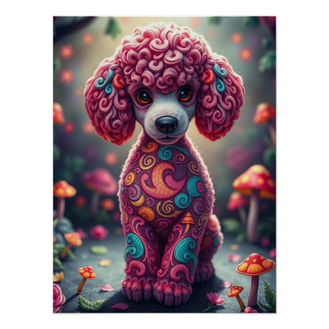 Fantasy Poodle Puppy Art Poster (Vorderseite)