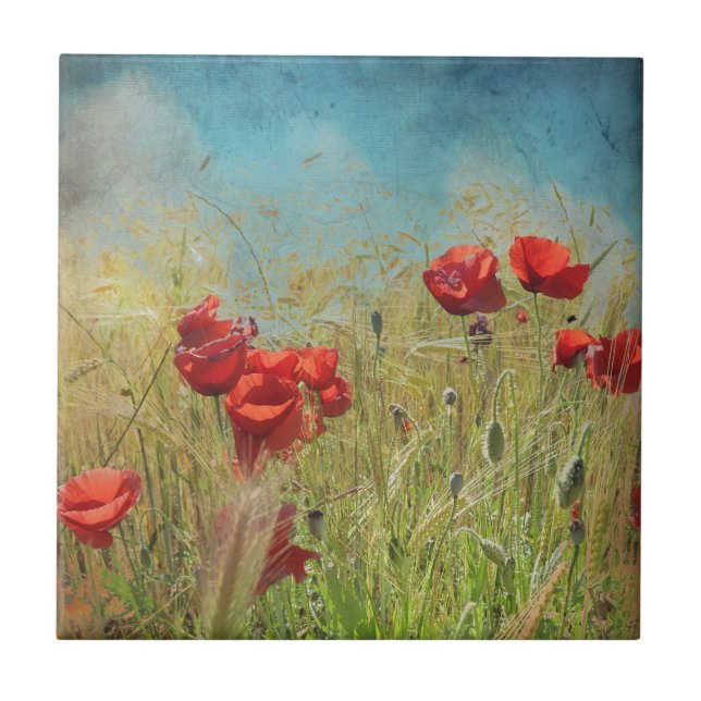 Fantasy Poppies Fliese (Vorderseite)