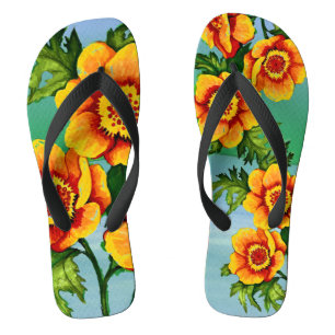 Fantasy Poppies Flip Flops