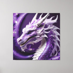 Fantasy-Portrait eines Lila und weißen Drachen Leinwanddruck