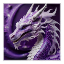 Fantasy-Portrait eines Lila und weißen Drachen