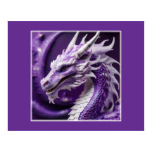 Fantasy-Portrait eines Lila und weißen Drachen