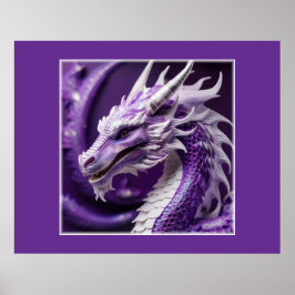 Fantasy-Portrait eines Lila und weißen Drachen Poster
