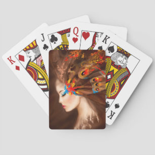 Fantasy Portrait schöne Frau Schmetterling. Spielkarten