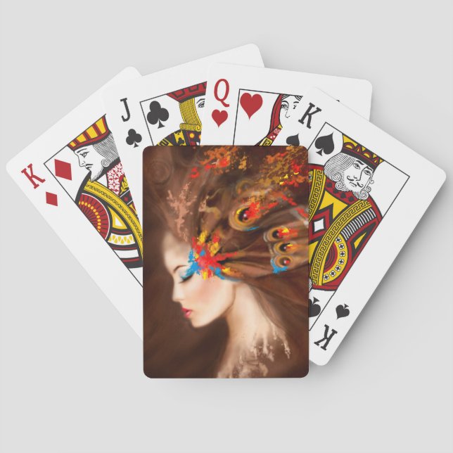Fantasy Portrait schöne Frau Schmetterling. Spielkarten (Rückseite)