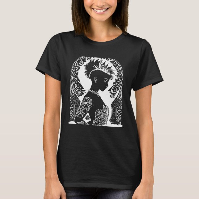 Fantasy Post Punk Celtic Tribal Batcave Girl Gothi T-Shirt (Vorderseite)