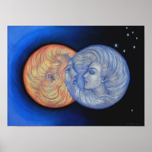 Fantasy Poster Sun Moon Romantische Gottheit Kunst
