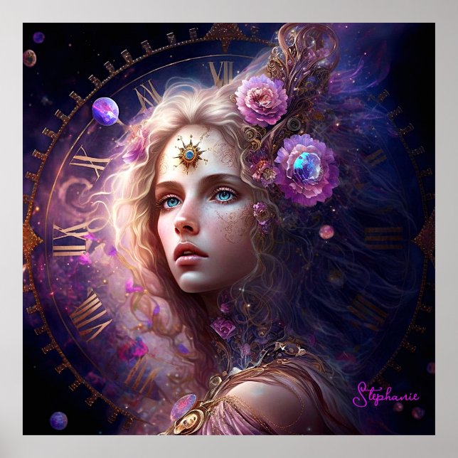 Fantasy Princess Purple Blumen Poster (Vorne)