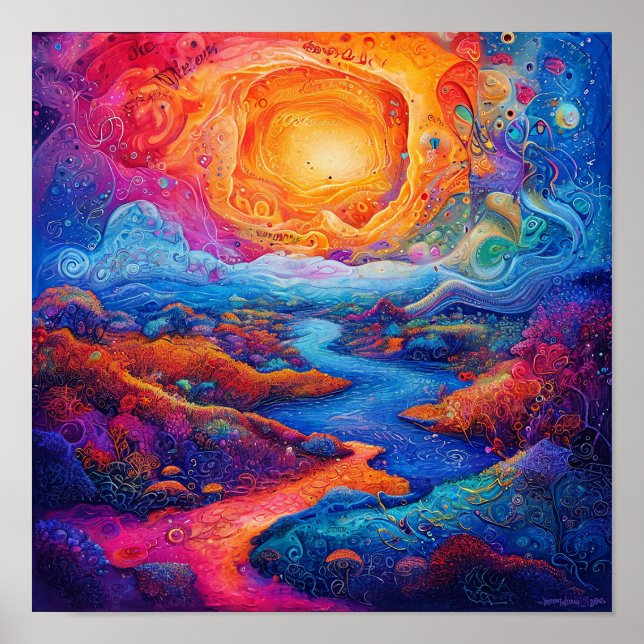 Fantasy Psychedelic Landschaft Poster (Vorne)