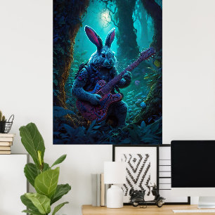 Fantasy Rabbit Gitarre spielen Poster