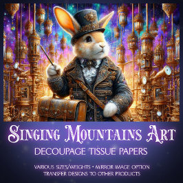 Fantasy Rabbit Mechanischer Steampunk Decoupage Seidenpapier