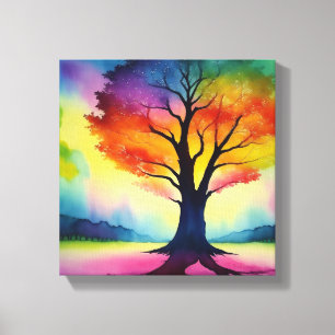 Fantasy Rainbow Color Tree Abstrakt Leinwanddruck