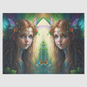 Fantasy Rainbow Fairy Girl Decoupage Seidenpapier