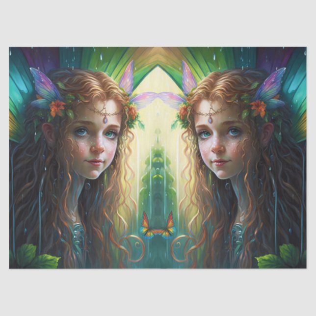 Fantasy Rainbow Fairy Girl Decoupage Seidenpapier (Vorderseite)