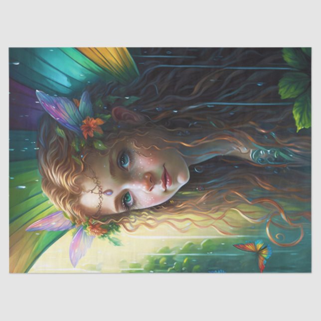 Fantasy Rainbow Fairy Girl Decoupage Seidenpapier (Vorderseite)