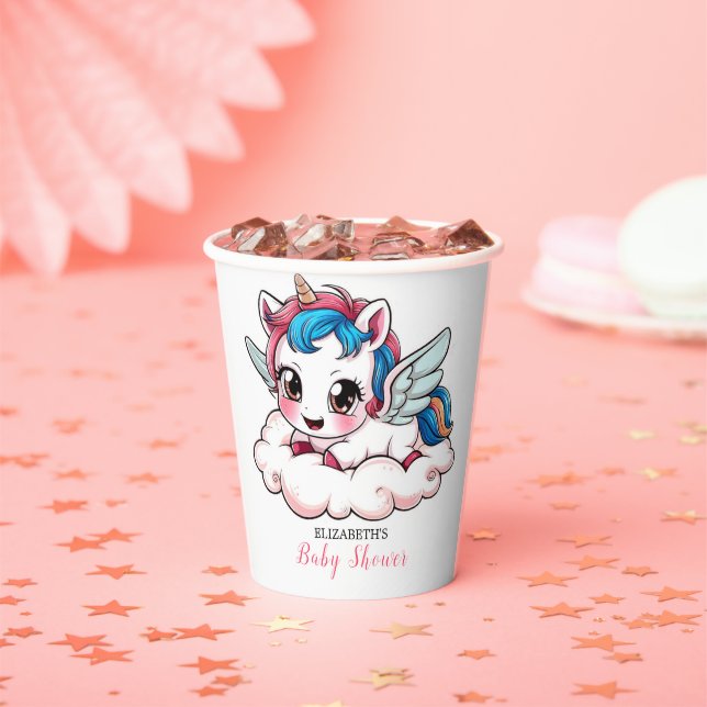 Fantasy Rainbow Unicorn Kinderdusche Pappbecher (Insitu)