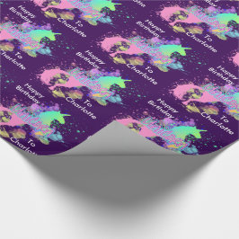 Fantasy Rainbow Unicorn Personalisiert Geschenkpapier