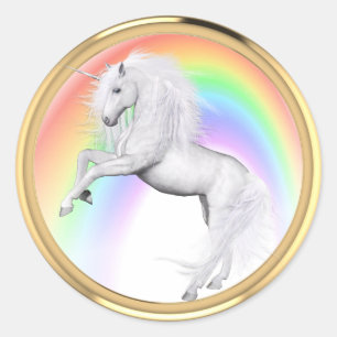 Fantasy Rainbow Unicorn Runder Aufkleber