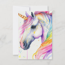 Fantasy Rainbow Wasserfarben Einhorn Dankeskarte