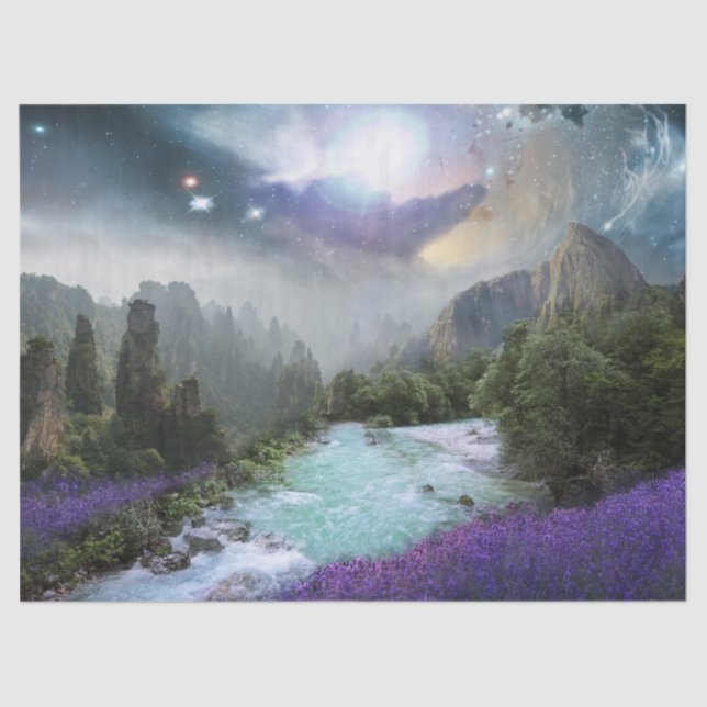 Fantasy Rainforest Landschaftlich Landschaft Seidenpapier (Vorderseite)