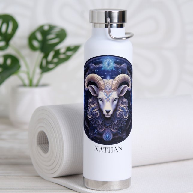 Fantasy Ram Zodiac Symbol Celestial Galaxy Aries Trinkflasche (Von Creator hochgeladen)