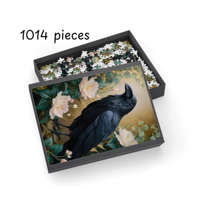 Fantasy Raven & Bloom - Zauberhafte mystische Kuns Puzzle (Fantasy Raven & Bloom – Enchanted Mystical Art Jigsaw Puzzle)