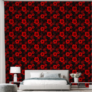 Fantasy Red and Black Dschungel Floral Tapete