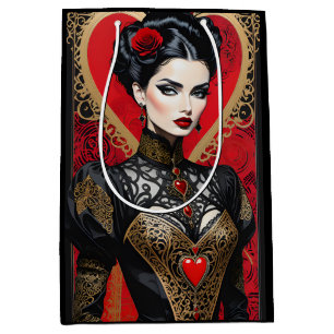 Fantasy Red and Black Goth Lady Gift Bag Mittlere Geschenktüte