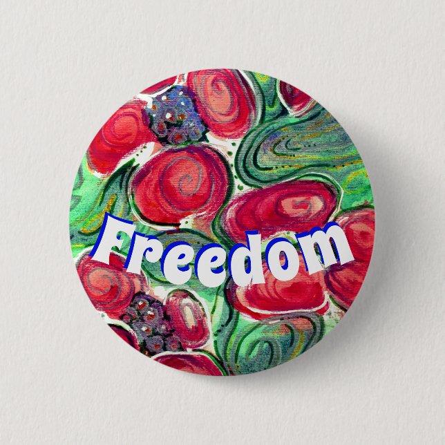 Fantasy & Red Blume Button (Vorderseite)
