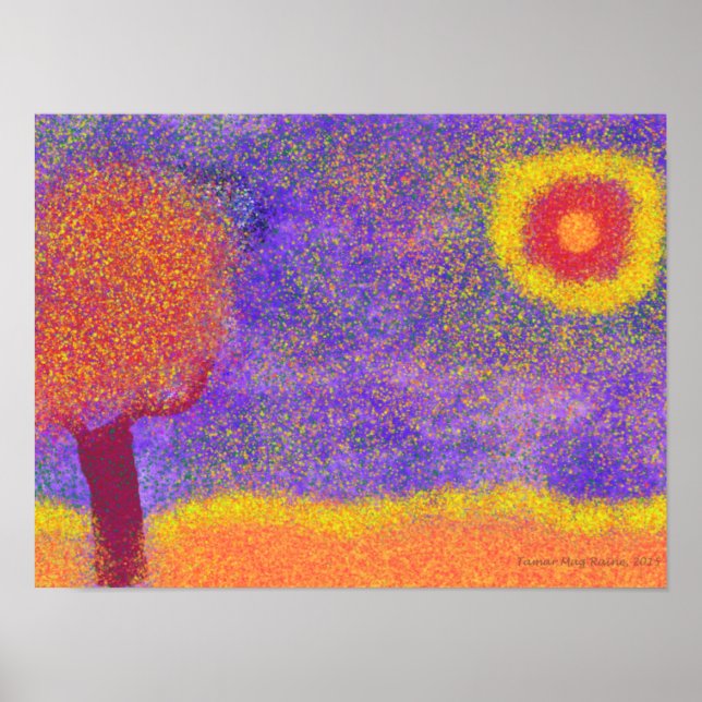 Fantasy Red Tree on Jupiter Poster (Vorne)