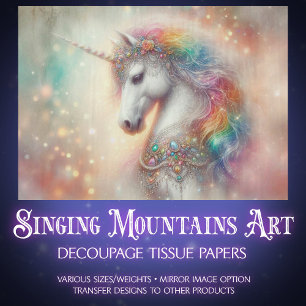 Fantasy-Regenbogen-Dekoratives-Einhorn-Decoupage  Seidenpapier