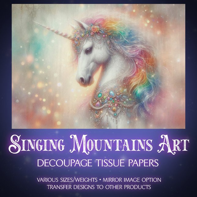 Fantasy-Regenbogen-Dekoratives-Einhorn-Decoupage  Seidenpapier (Von Creator hochgeladen)