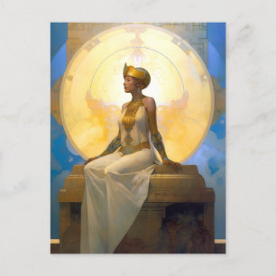 Fantasy Retrofuturistische Kunst sitzende Königin Postkarte
