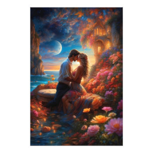 *~* Fantasy Romance AP51 Couple Moon Fotodruck