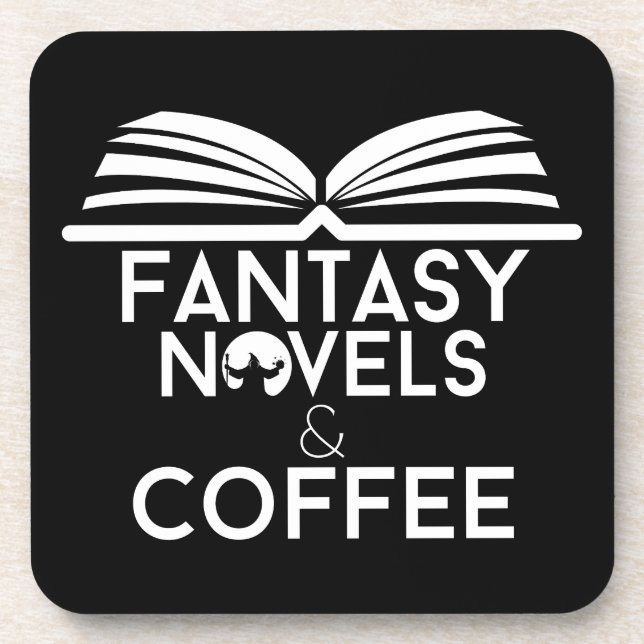 Fantasy Romane und Kaffee Getränkeuntersetzer (Vorderseite)