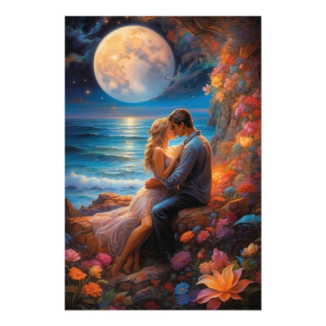 *~* Fantasy Romantic Full Moon AP51 Couple Fotodruck (Vorne)