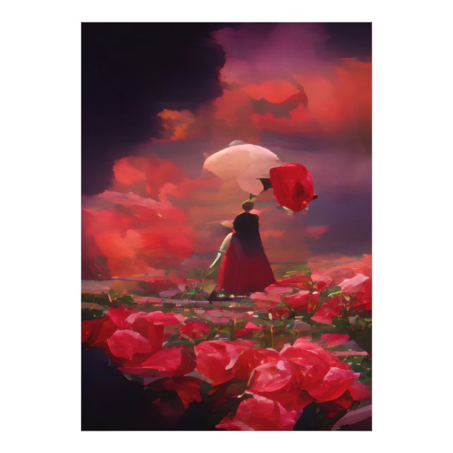 Fantasy Rose Field Under Sky Fotodruck (Vorne)