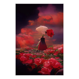 Fantasy Rose Field Under Sky Poster