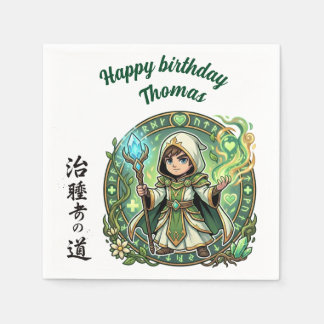 Fantasy-RPG-Heiler Anime Chibi-Spieler Geburtstag Serviette