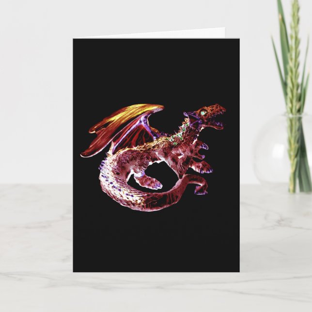 Fantasy Rubinroter Drache Karte Anpassbar (Vorderseite)