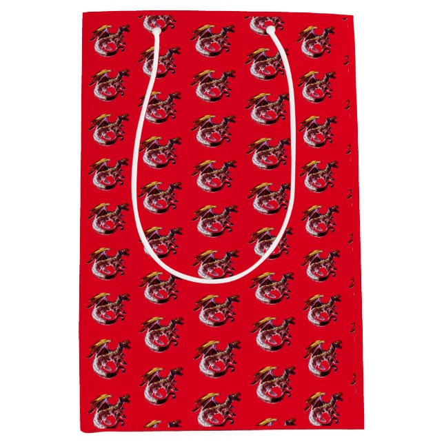 Fantasy Ruby Red Dragon Red Red Mittlere Geschenktüte (Vorderseite)