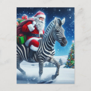 Fantasy Santa und a Zebra Postkarte