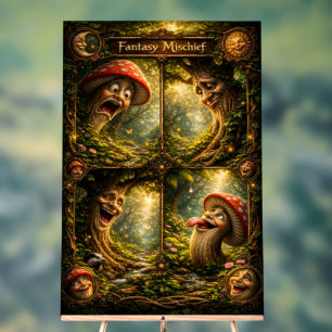 Fantasy-Schabernack, Grußkarte mit verzaubertem Wa Acrylschild