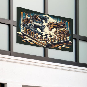 Fantasy-Schachbanner Ritter Strategie Wandkunst Banner