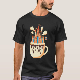 Fantasy-Schloss-Kaffeetasse Wasserfälle Heißluftba T-Shirt