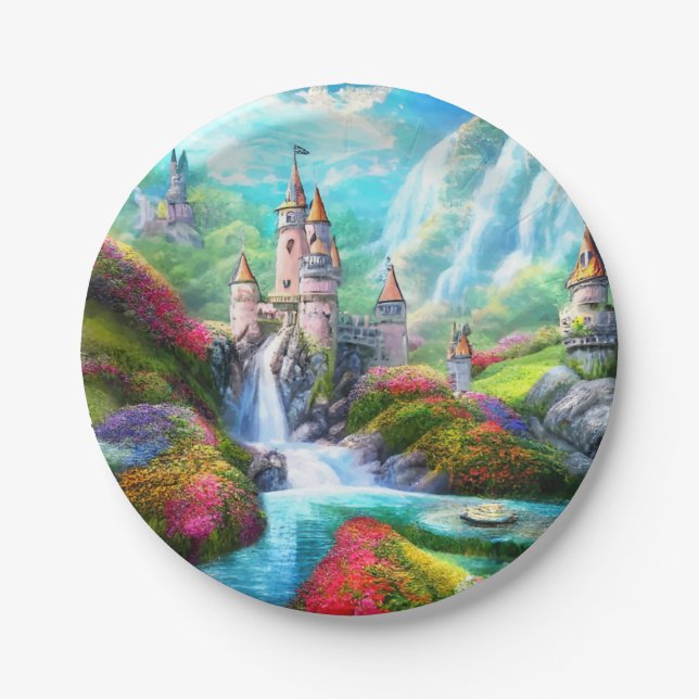 Fantasy-Schloss Pappteller (Vorderseite)