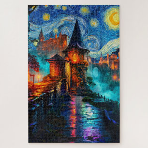 Fantasy-Schloss Sternennacht Magisches Gemälde Puzzle